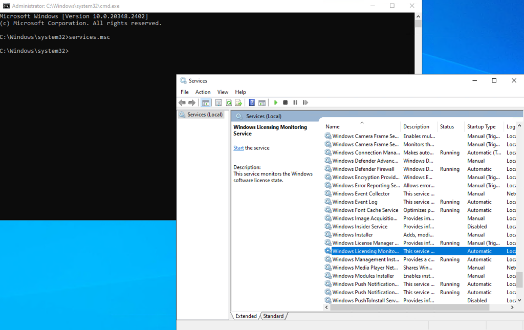 Find the Windows Licensing Monitoring service